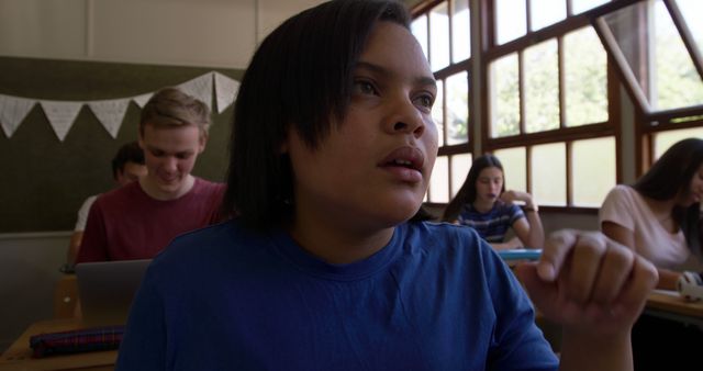 Focused Teenage Students in Classroom with Laptops - Download Free Stock Images Pikwizard.com