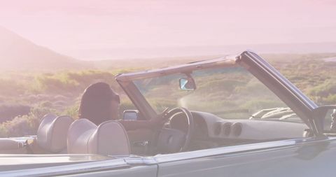 Relaxing Coastal Drive in Convertible at Sunset - Download Free Stock Images Pikwizard.com