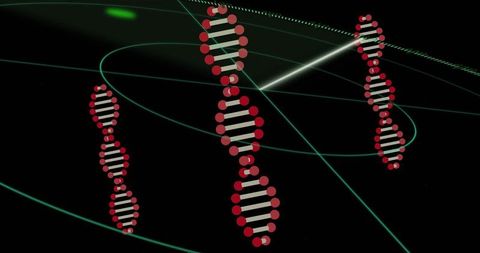 Futuristic Virtual DNA Helices in Digital Green Environment