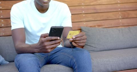Online Shopping, Man with Smartphone and Credit Card at Home - Download Free Stock Images Pikwizard.com