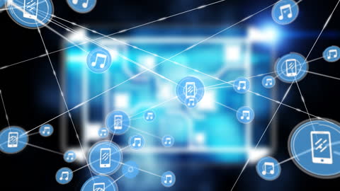 Digital Music Network and Smartphone Connectivity Concept
