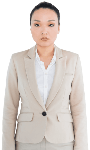 Serious Asian Businesswoman Isolated with Transparent Background