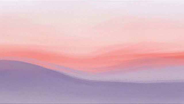 Soft pastel sunrise watercolor landscape with layered lavender and peach gradients