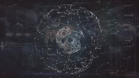 Digital Network Globe with Data Streams and Connections
