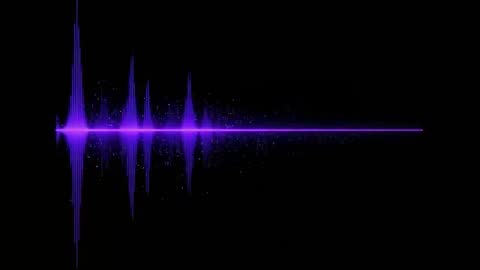 Pulsing Purple Audio Waveform Visualizer Reacting to Sound with Neon Glow and Particle Trail