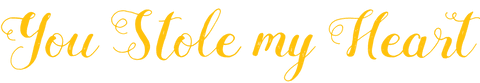 Romantic yellow script text saying 'you stole my heart' on transparent background