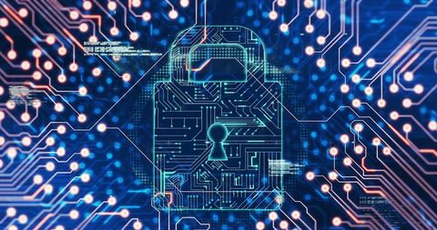 Futuristic Cyber Security Lock Interface with Circuitry - Download Free Stock Images Pikwizard.com