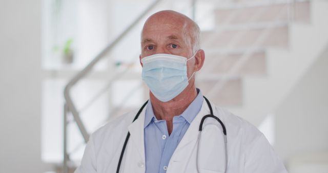 Senior Male Doctor Wearing Protective Face Mask in Clinic - Download Free Stock Images Pikwizard.com