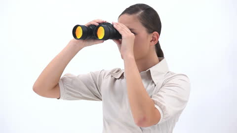 Businesswoman Using Binoculars for Future Vision