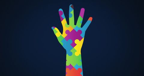 Colorful Puzzle Piece Hand Symbolizing Autism Awareness - Download Free Stock Images Pikwizard.com