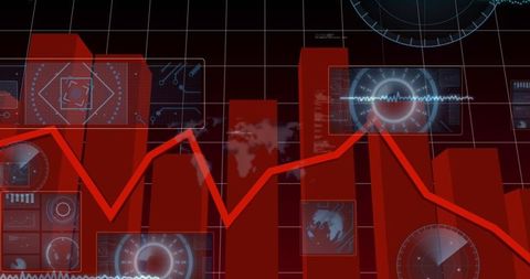 futuristic data analysis with digital red graph and hud interface - Download Free Stock Images Pikwizard.com
