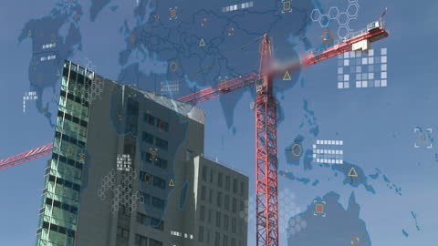 Futuristic Construction Global Data Integration Concept