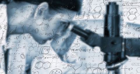 Futuristic scientific research with microscopic and chemistry elements