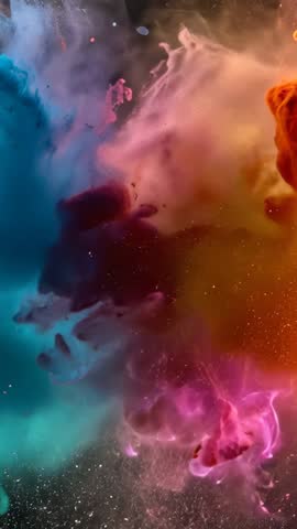 Pulsing Cyan and Orange Vapor Clouds Creating Dynamic Vertical Fluid Motion