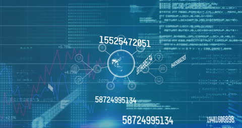 Animated Globe with Big Data and Numbers Visualization