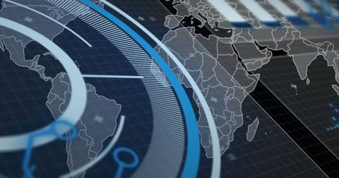 Futuristic Global Digital Interface with World Map - Download Free Stock Images Pikwizard.com