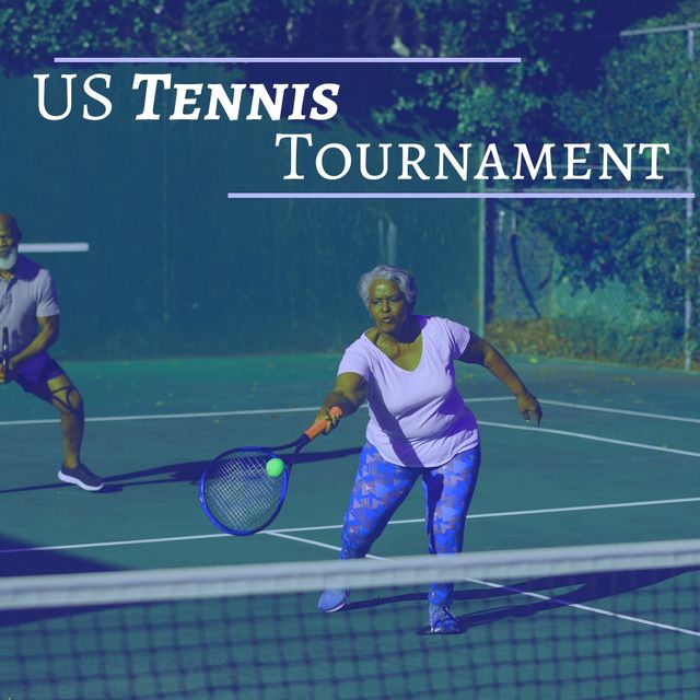 Senior African American Players Competing in US Tennis Tournament - Download Free Stock Templates Pikwizard.com