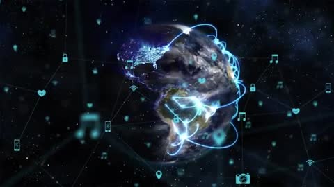 Connected Earth with Digital Icons Highlighting Global Networking