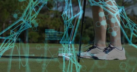 Golfer Utilizes Technology for Precision Putting on Green