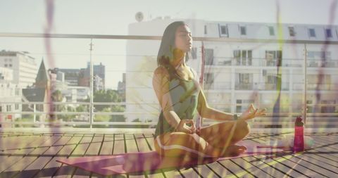 Serene Mindfulness Meditation on Rooftop at Sunrise