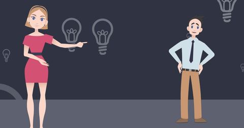 Animated Business Presentation Characters with Lightbulb Ideas