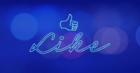 Neon Like Icon on Blurred Blue Background