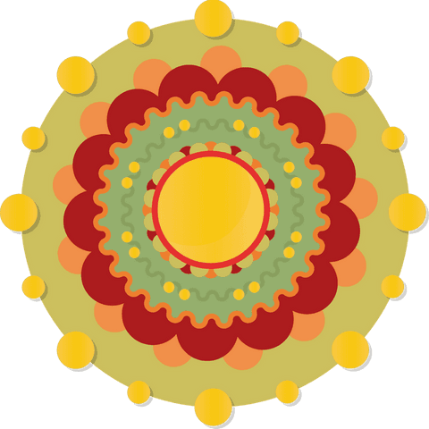 Vibrant geometric mandala with translucent background