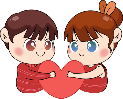 Adorable Cartoon Children Holding Large Red Heart on Transparent Background - Download Free Stock Videos Pikwizard.com