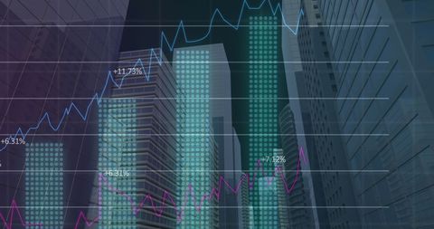 Financial Data Overlay on Futuristic Cityscape - Download Free Stock Images Pikwizard.com