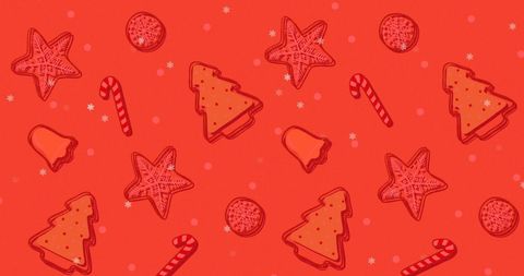 Festive christmas pattern on red background with snowflakes