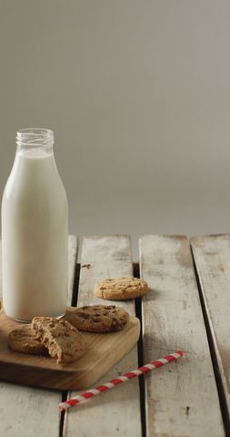 Classic Milk and Cookies on Rustic Wooden Table - Download Free Stock Images Pikwizard.com