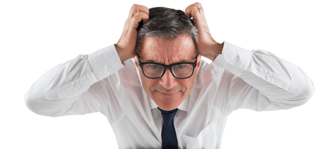 Stressed Businessman Touching Head Transparent Background