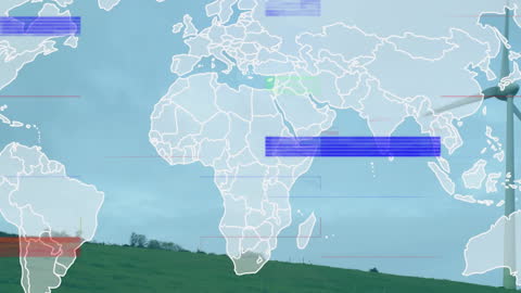 Digital Network Animation with World Map Connections and Shapes