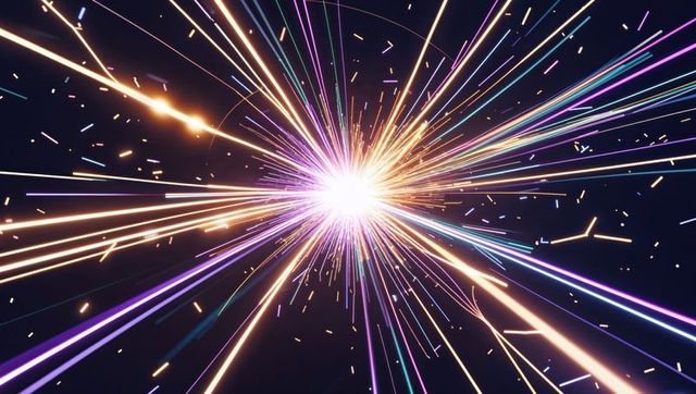 Radiant Energy Burst Emitting Vivid Multicolored Light Beams