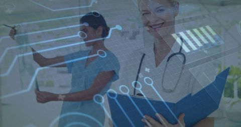 Technology in Healthcare: Doctor with Digital Interconnection