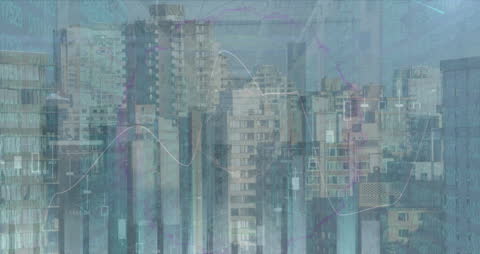 Cityscape with Financial Data Overlay