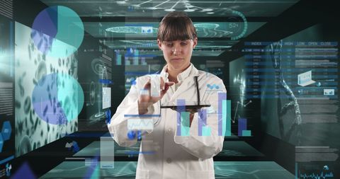 Scientist Using Interactive Holographic Technology Interface - Download Free Stock Images Pikwizard.com