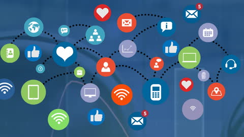 Digital Connections Network with Technology Icons