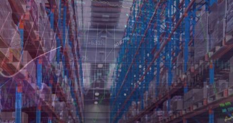 digital interface of financial data overlay on warehouse racks - Download Free Stock Images Pikwizard.com