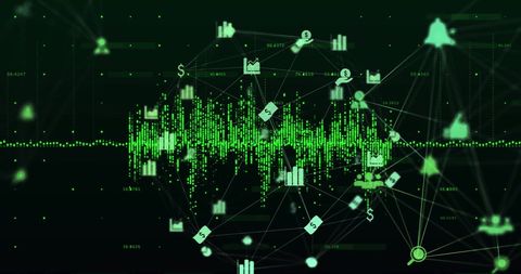 Digital network with interactive data represents global connectivity