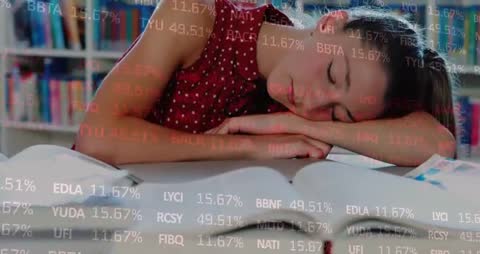 Student Overwhelmed by Financial Data, Falling Asleep Over Textbook