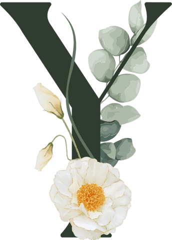 Elegant Y Monogram with Botanical Floral Design on Transparent Background