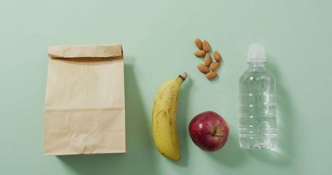 Healthy Lunch with Fresh Fruits and Nuts