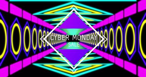 Cyber Monday Sale Geometric Neon Digital Banner