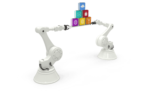 Robotic Arms Holding Digital Icons with Transparent Background - Download Free Stock Videos Pikwizard.com