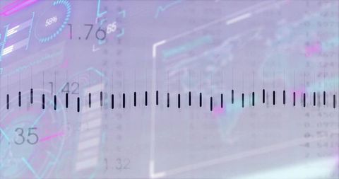 Futuristic data interface with tick-mark scale and charts
