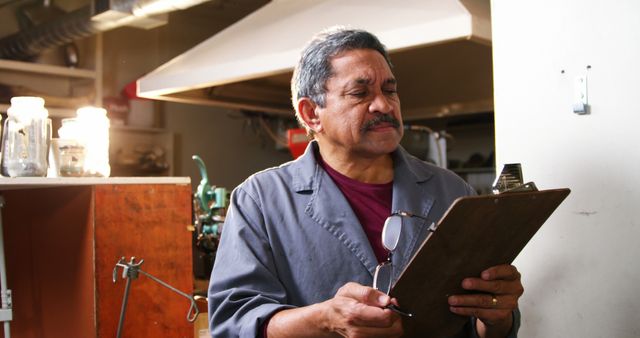 Mature Technician Inspecting Equipment in Workshop - Download Free Stock Images Pikwizard.com