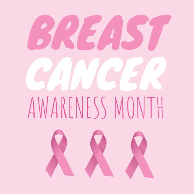 Use this graphic for promotional material during Breast Cancer Awareness Month. Ideal for social media posts, newsletter headers, fundraising campaigns, and healthcare event invitations focused on support, prevention, and awareness.