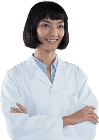 Confident female doctor smiling with transparent background