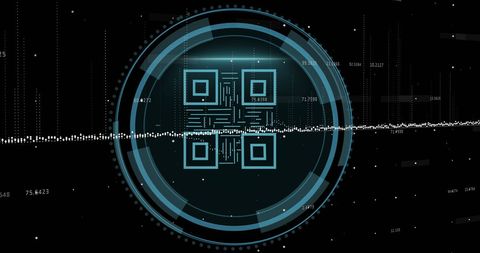 Futuristic QR Code Scanning with Data Binary Background - Download Free Stock Images Pikwizard.com